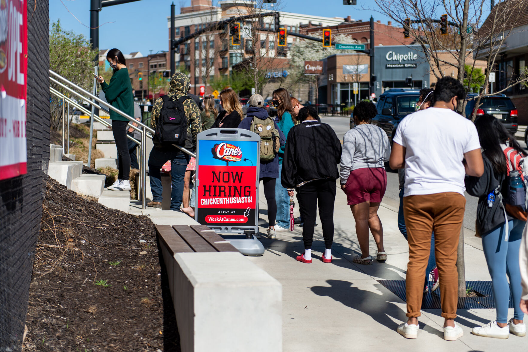 4/13/21 Raising Cane's Opening, Sidewalk line